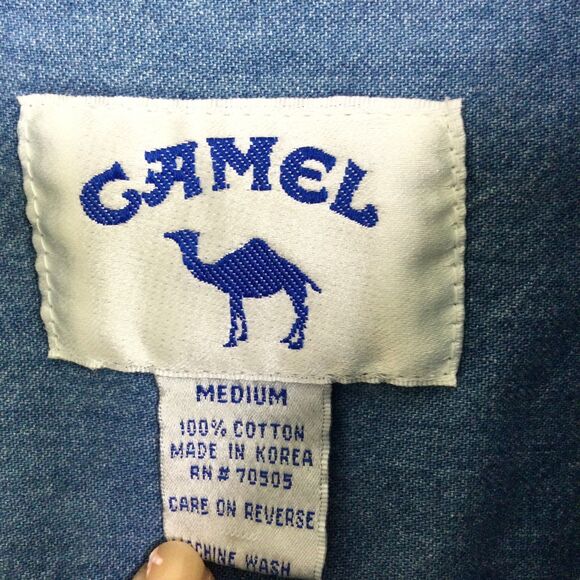 Camel Men's Joe Camel Tobacco Jazz Band Long Sleeve Shirt Blue Denim Size M - Picture 15 of 15